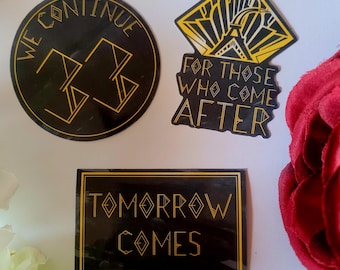 Clair Obscur Expedition 33 stickers with quotes sayings black and gold