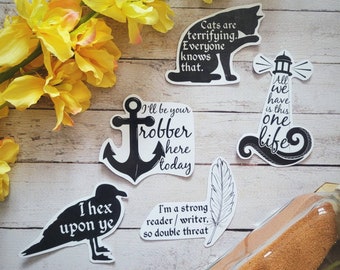 Pirate romantic comedy funny quote die cut vinyl holographic stickers