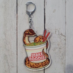 Cute snake ramen noodles acrylic charm keychain