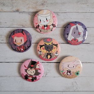 Button pins 2.25 inch - VivziePop Hazbin Hotel characters cute chibi button pin