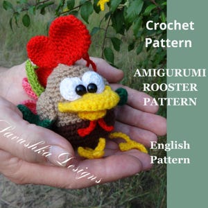 Rooster Crochet Pattern Amigurumi Chickens Tutorial PDF in English