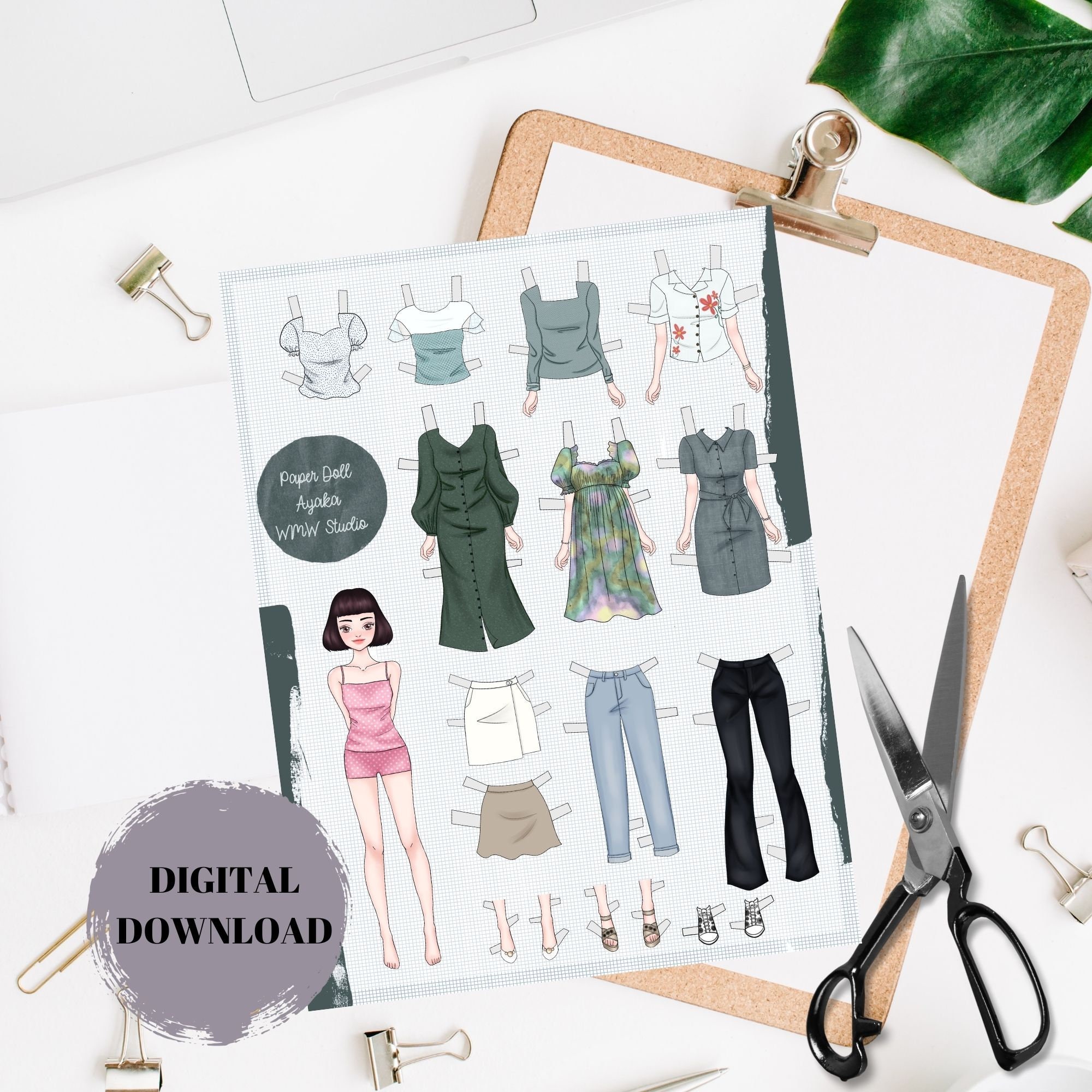 Printable Modern Paper Doll Instant Download Fashion - Etsy