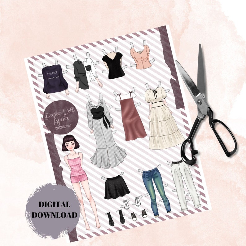 Modern Paper Doll Printable Downloadable Instant Download - Etsy