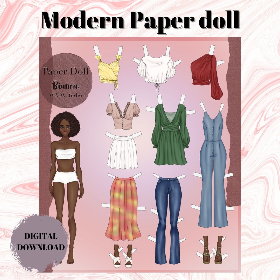 Modern Paper Doll Printable Paper Doll Instant Download - Etsy