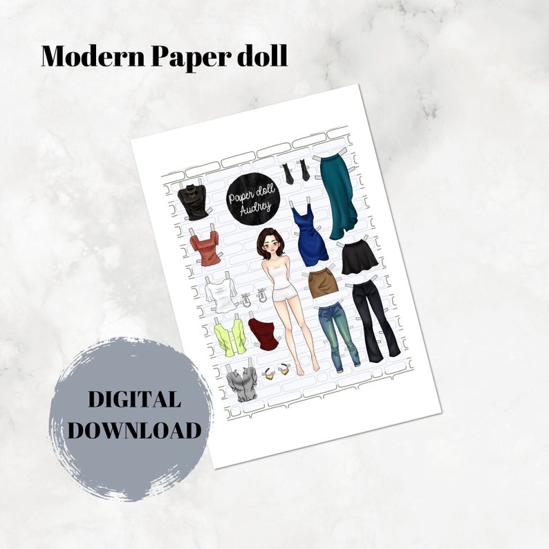 Modern Paper Doll Instant Download Printable Craft Kids - Etsy
