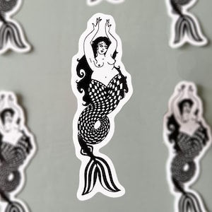 Meerjungfrau Aufkleber / Meerjungfrau Aufkleber / Sirene / Pin Up / Kurvige Frau / Körper Positiv - Wasserfester Vinyl Aufkleber
