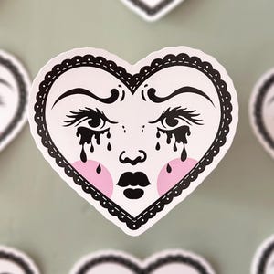 Pegatina de corazón llorando / Bebé llorón / Corazón roto / Pegatina para portátil / Pegatina de vinilo resistente al agua