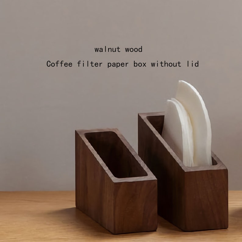 Solid Coffee Filter Paper Storage Containerwalnut Wooden Etsy