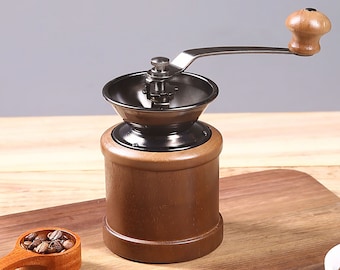 Manual Coffee Grinder made of Carbon steel core,cold-rolled steel and Rubber Wood for Coffee gifts