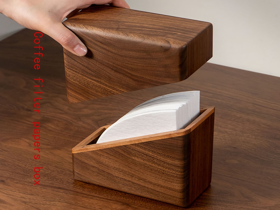 Solid Coffee Filter Paper Storage Container,walnut Wooden Coffee Filter
