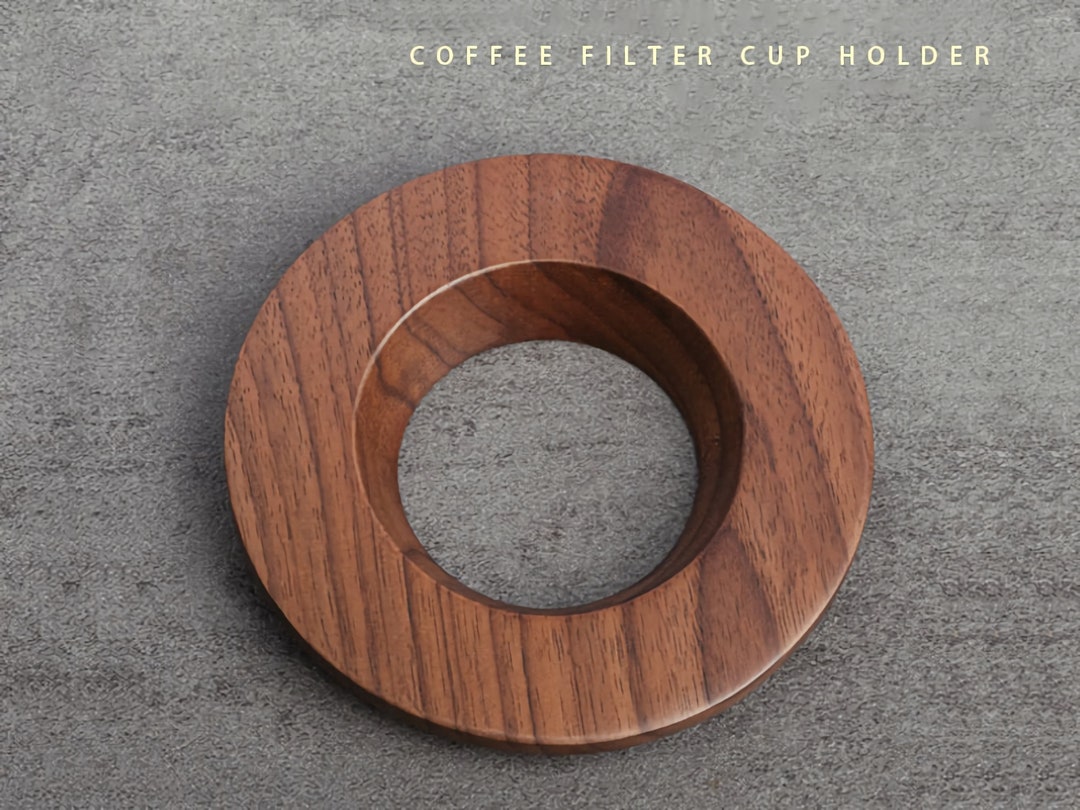 Coffee Filter Cup Holder Made of Walnut Wood and Bamboo is Suitable for