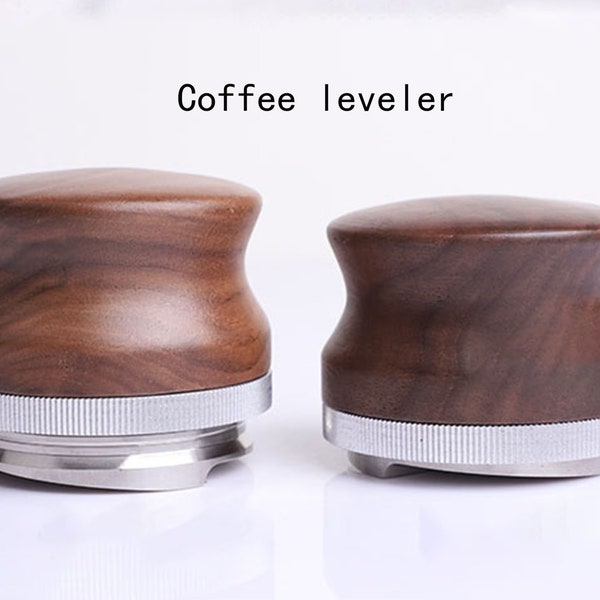 Coffee tamp leveler 51/53/58mm made of beech,walnut and stainless steel, the distributor with adjustable depth, espresso distribution tool