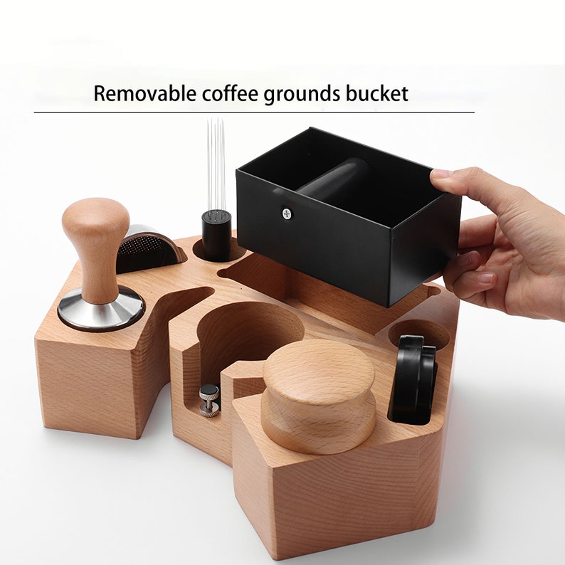 Wooden Espresso Tamp Station Knock Box With Removable Metal Etsy