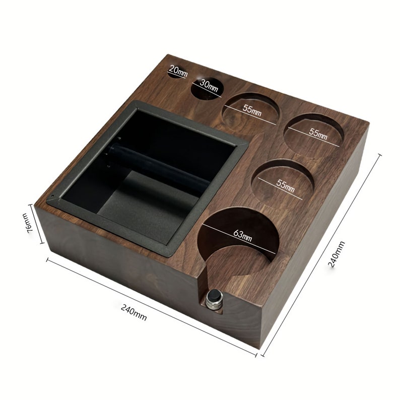 Wooden Espresso Tamp Station Knock Box With Removable Metal Etsy
