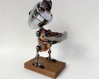 Steampunk Robot Coffee Dosing Tray / Coffee Bean Dosing Coffee Measuring Cup / Gift for Coffee Lovers / Creative Barista Tool