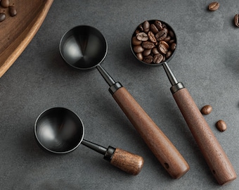 Natural Wood Coffee Spoon, Coffee Bean Spoon, Short handle and Long Handle Coffee Spoon, Coffee Bean Spoon, Walnut wood coffee spoon.