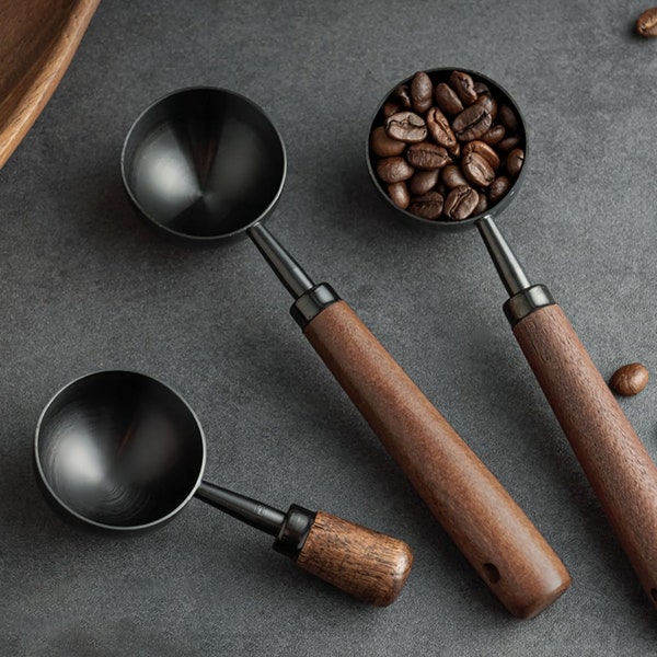 Natural Wood Coffee Spoon, Coffee Bean Spoon, Short handle and Long Handle Coffee Spoon, Coffee Bean Spoon, Walnut wood coffee spoon.