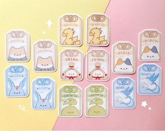 Minion omamori laptop stickers |  Decorative  |  fat cat shiba chocobo korpokkur carbuncle snowflake startbird FFXIV FF14