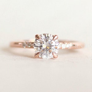 2 CT Round Cut Lab Created Diamond Engagement Ring, 14K Gold Solitaire Engagement Ring, Certified Lab Grown Diamond Ring, Anniversary Ring