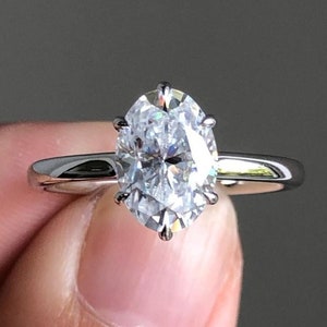 3 CT Oval Cut Colorless Moissanite Hidden Halo Engagement Ring, Oval Solitaire Ring, Hidden Halo Wedding Ring, Anniversary Bridal Ring Women