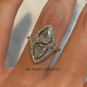 3 Ct Pear Moissanite Engagement Ring Vintage Unique 14K White Gold  Engagement Ring For women Pear Diamond For Her Anniversary Promise Gift