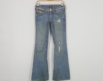 Vintage True Religion ausgestellte Denim-Jeans im amerikanischen Retro-Stil