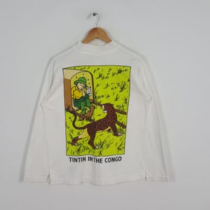 Maglietta vintage del cartone animato americano Tintin in Congo