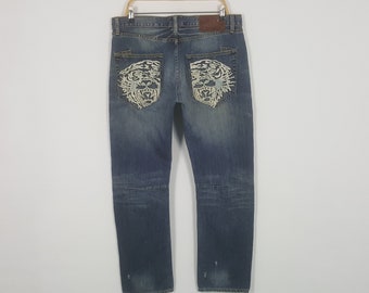 Vintage Ed Hardy von Christian Audiger Tiger Art Denim Jeans