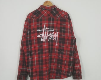 Vintage Stussy fleece flanellen jack in streetwear-stijl