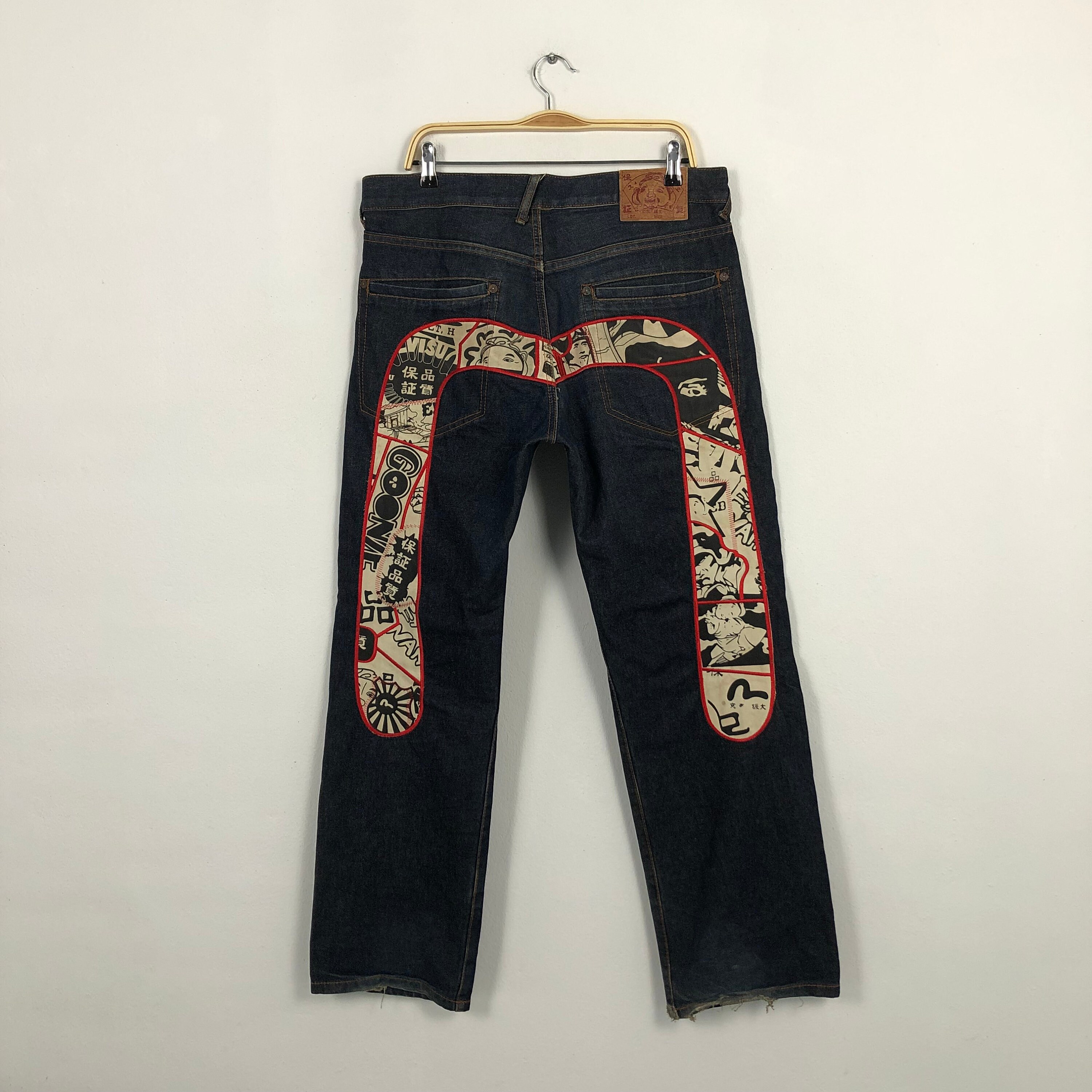 90s EVISU デニムパンツ フェード 刺子 パッチワーク VINTAGE 90s EVISU デニムパンツ フェード 刺子 パッチワーク VINTAGE