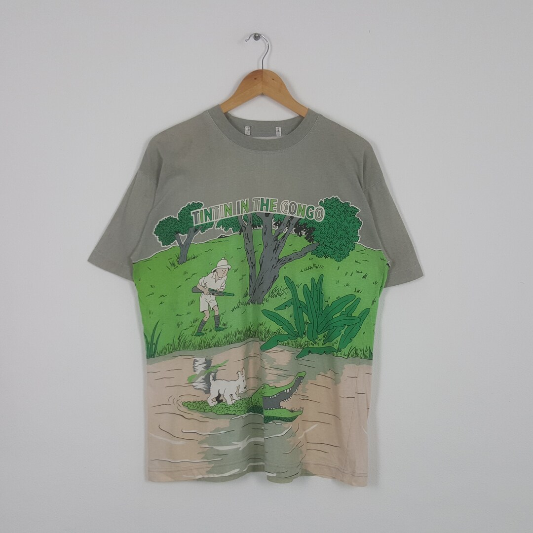 Animation Les Aventures De Tintin T-Shirt Hommes T-shirt Épais S Blanc