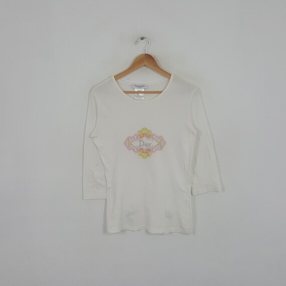 Vintage Christian Dior Italian Brand Embroidery Logo Long Sleeve 
