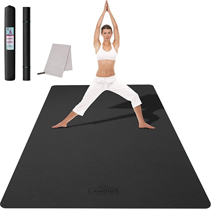 CAMBIVO Large Yoga Mat 6'x 4', Extra Wide Workout Mat for Men and Women