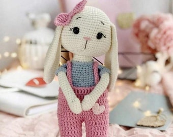 Personalized Crochet Bunny Doll Ballerina bunny , easter bunny, rabbit for sale, knitted animals , Personalized Easter Gift, Postpartum Gift