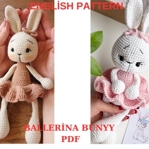 Ballerina bunny pattern,Bunny Pattern,Easy Crochet ,Ballerina Pdf,Crochet Bunny Pdf,English Pattern