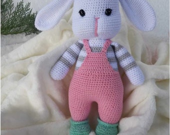 Bunny doll for baby girl gift, Crochet bunny personalized baby gift for girl, Easter Bunny Rabbit plush toy