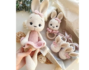 Handmade Crochet Lion Toy Gift Set (3pc) - Personalised Dummy Clip