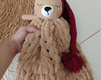 Katoen gehaakt slaperig BearBlanket zacht hoofd gevuld Bunny deken Baby's eerste speelgoed slapen Buddy veiligheidsdeken speelgoed Amigurumi deken