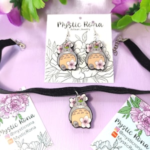 Sprite anime choker and earrings. Set for japan lovers. Cat, rabbit, bear.
