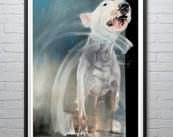 Bull Terrier Spirit Art Print | English Bull Terrier Art | Bull Terrier Print | Dog lovers gift  | fine art print on textured paper