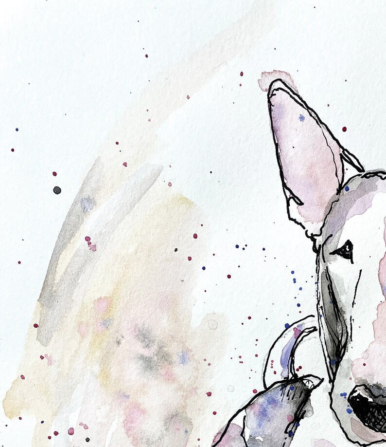 Bull Terrier Original Art Painting English Bull Terrier Ink Drawing Ink ...