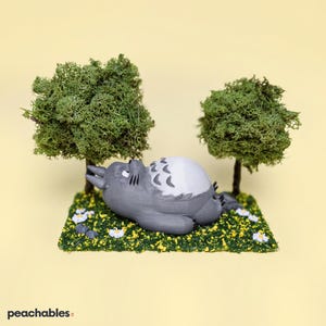 Totoro Diorama • Cute Home Decor • Miniature Totoro on Forest