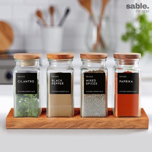 Étiquettes noires Épices personnalisées pour la cuisine et le garde-manger • Étiquettes de rangement pour herbes aromatiques et condiments • Autocollant pour étiquette de rangement • Vinyle imperméable