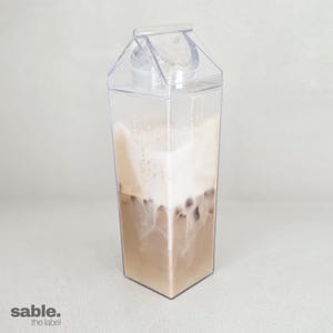 Clear Milk Carton Water Bottle | 500ml Acrylic Drink Bottle | 16oz Plastic Milk Bottle | Aesthetic Water Bottle | Reusable Juice Carton Cup