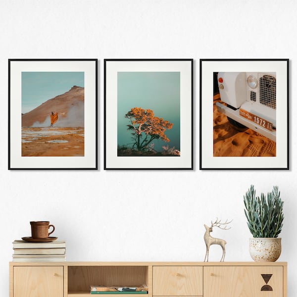 Teal and Orange Landscape Set of 3 Prints | Nature Wall Art | Art Poster Print for Download