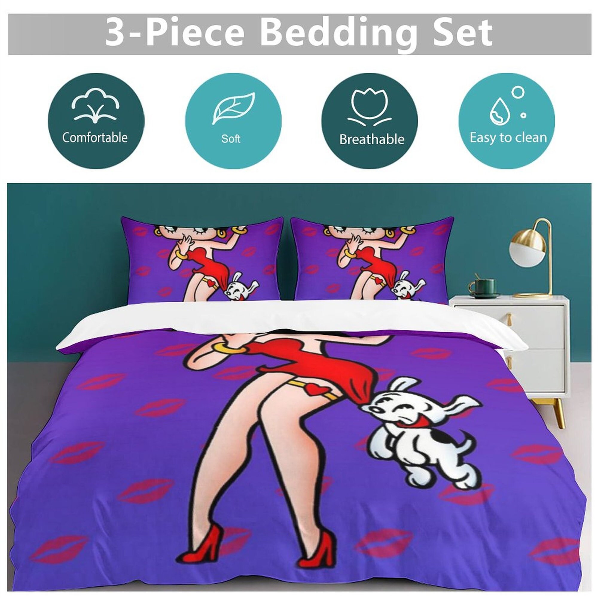 Betty Boopes Washable Cotton Matting Bed  Student Dormitory Bed Sheet Bedding Set