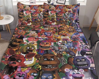 Five Nights at Freddy' Cotton Matting Bed Three Piece Bedroom Dormitory Bed  Sheet Quilt Cover Fitted Sheet. 