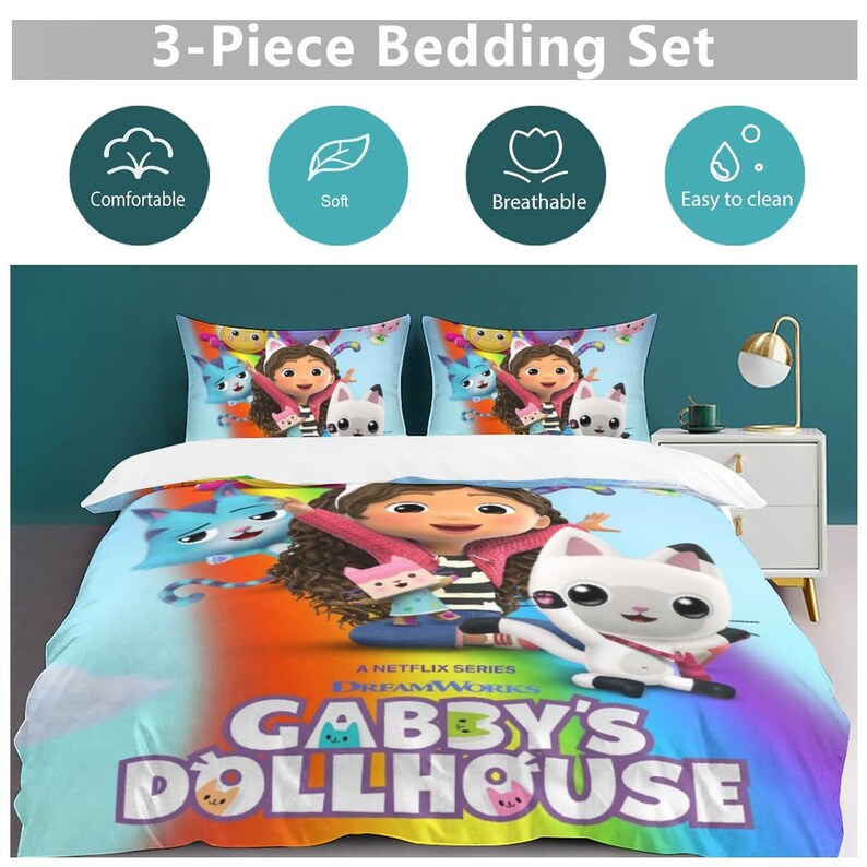Gabby's Dollhouse Cotton Matting Bed Three Piece Bedroom Etsy