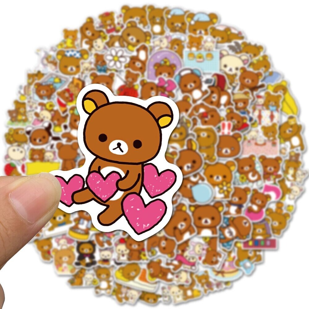 Kawaii Rilakkuma Bear Cute Cartoon Waterproof PVC Stickers for Etsy