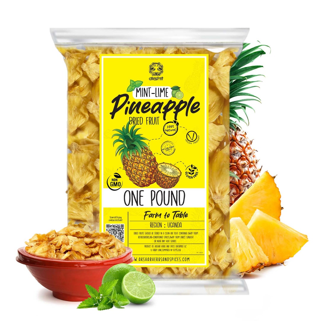 Organic Dried Pineapple Unsweetened Pineapple With Mint & Etsy